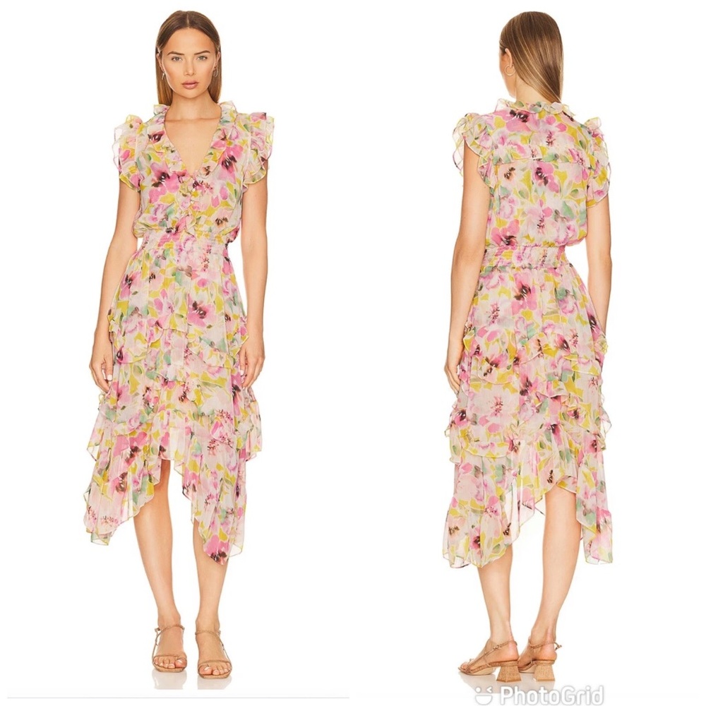 Misa Los Angeles Dakota Hello Yellow Floral Flirty Dress SZM